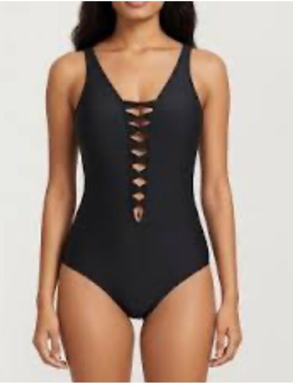 Bleu Rod Beattie Black Lace-Up One-Piece Swimsuit
